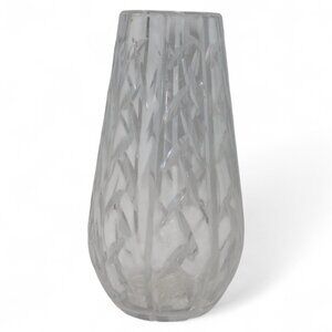 Waterford Lead Crystal Vase 9" Tall With Frosted & Clear Bamboo Pattern